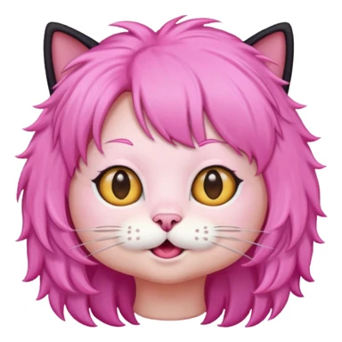 Black cat wearing a pink hair wig sticker
