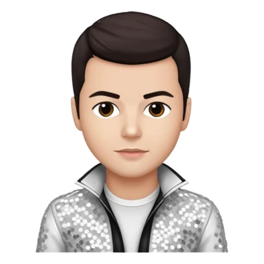 Jordan Knight from NKOTB with dark brown hair, white sequin outfit sticker