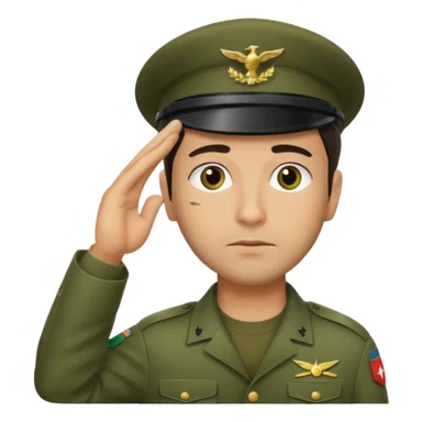 militar de boina dando continencia verde sério sticker