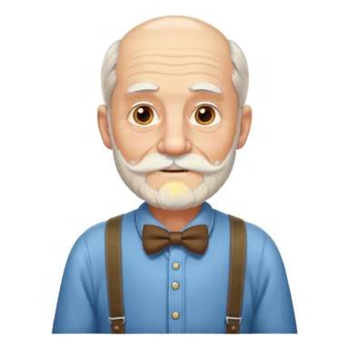 emoji of a great-grandfather, very old man, with suspenders, white beard, friendly expression sticker