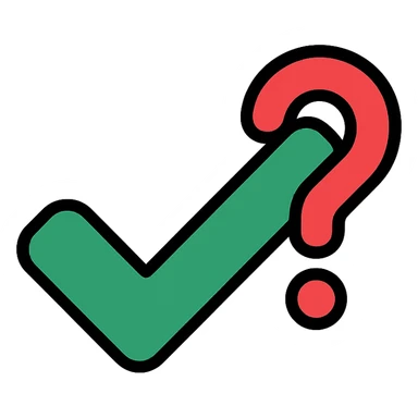checkmark with a question mark overlay sticker