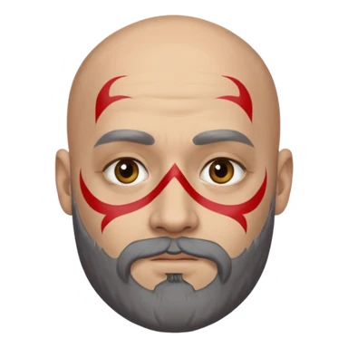 bald bearded man with face paint sticker