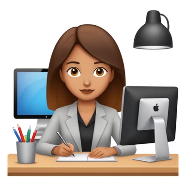 girl designer working in office sticker