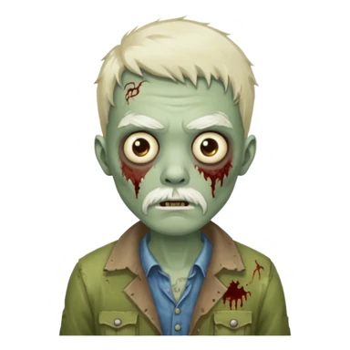 young zombie with white mustache sticker