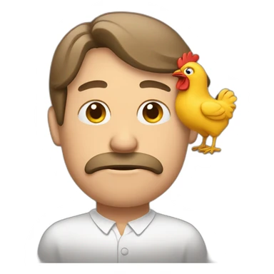 Homme qui pleure sur un poulet sticker