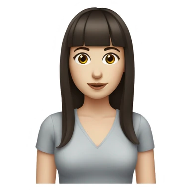 woman with dark brown hair and bangs and eyelashes and hazel eyes. pale skin sticker
