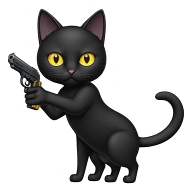 black cat pointing a gun at the screen sticker