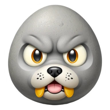 Angry pebble that looks like dog with egg on top sticker