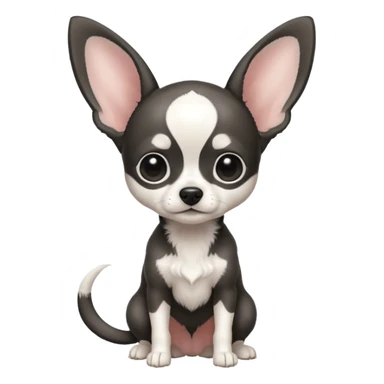 Full White and black Chihuahua - tiny, skinny and big ears. Full body sticker