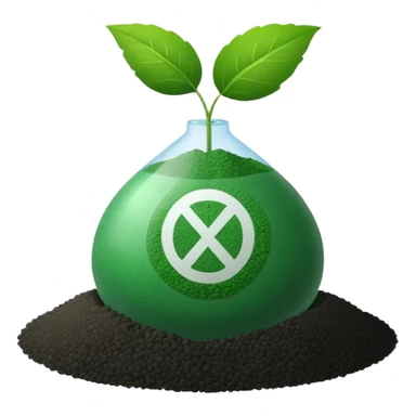 A fertilizer granule icon symbolizing plant nutrients, with a subtle NPK symbol above it, minimalist style, clean light background. sticker