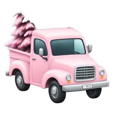 Pastel Pink truck with Christmas tree sticker