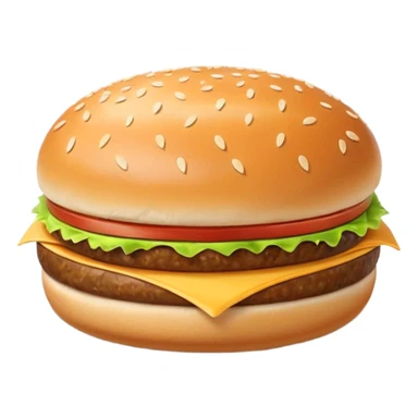 single hamburger bun with smooth golden-brown top, lightly domed, sprinkled with white sesame seeds, bottom half flatter with soft pillowy texture and clean edge, no meat or filling, apple emoji style, soft lighting, subtle shadows, emoji scale sticker