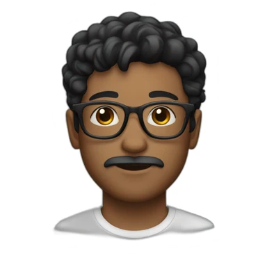 Young man with fair skin and black hair and beardand and round glasses sticker