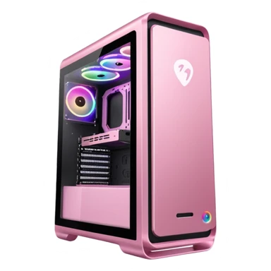 baby pink gaming pc tower with rgb lighting  sticker