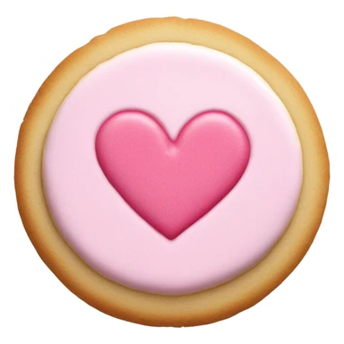 circular sugar cookie with white frosting and a pink heart sticker