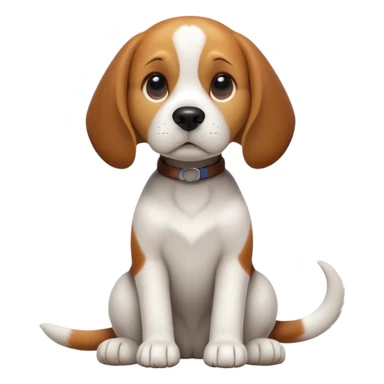 cinematic-[beagle dog]-realistic-full-body-sitting-emoji,-tail-resting-loosely-beside-its-paws,-head-tilted-dramatically,-sleek-[beagle]-fur,-simplified-yet-realistic-focused-features,-highly-detailed,-glowing-with-an-almost-sarcastic-glow sticker