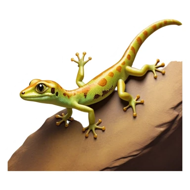cinematic-gecko-realistic-full-body-climbing-emoji,-tiny-agile-frame-sticking-to-a-glass-surface-with-specialized-toes,-smooth-speckled-skin-in-rich-earthy-tones,-large-glistening-eyes-wide-and-watchful,-delicate-curved-tail-balancing sticker