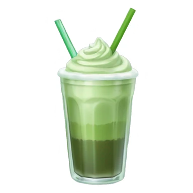 Iced matcha latte in a glass cup with a straw  sticker