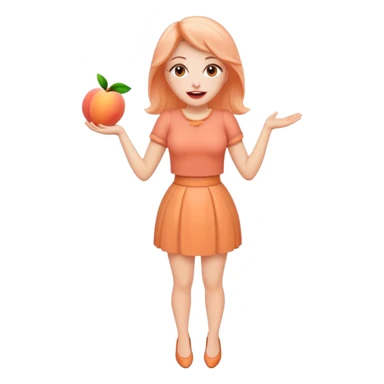 Excited pursed lip full body emoji with peach instead of waist sticker