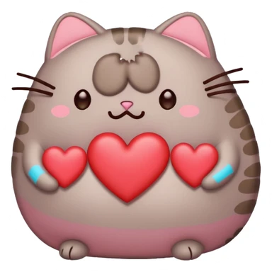 sad pusheen red heard sticker