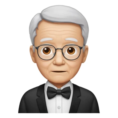 elderly with bow tie and shirt sticker
