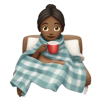 girl with blanket drinking hot chocolate sticker