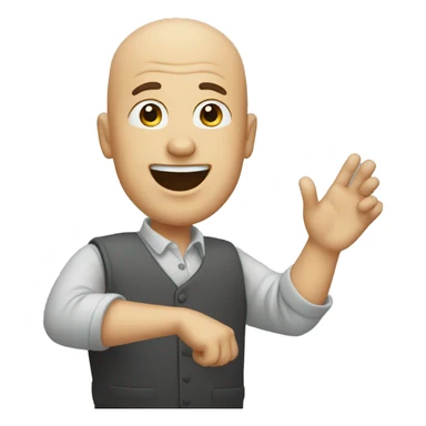 baldman raising hand sticker