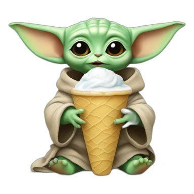 Baby yoda eating ice cream and drink sticker