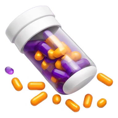 pills spilling from pill bottle purple sticker