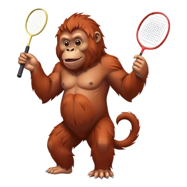 orangutan in a badminton pose sticker