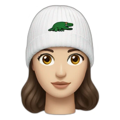 Brunette lacoste beanie with lacoste sticker