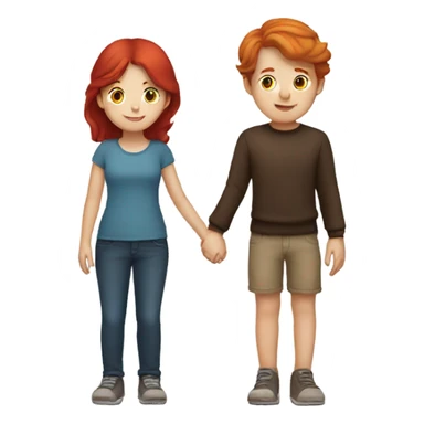 Read head girl and brunette boy holding hands  sticker