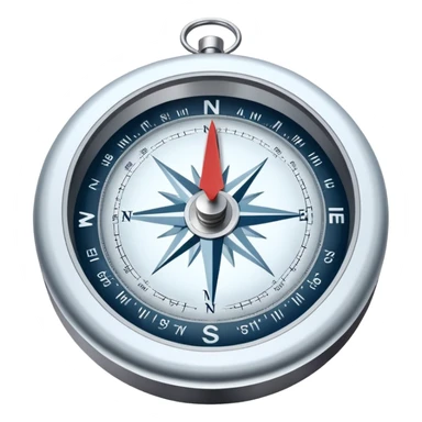 A compass pointing north, with the 'N' clearly marked. Cold, snowy atmosphere in the background, symbolizing the northern direction and icy climate sticker