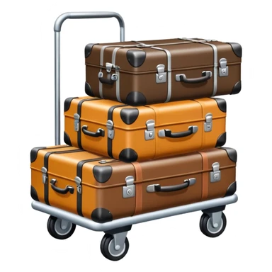 luggage on a baggage cart and the laggage color is diffrent  sticker