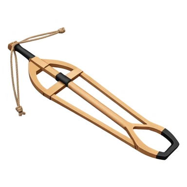 A classic Y-shaped wooden slingshot with rubber band sticker