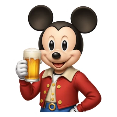 Mickey qui boi une bière  sticker