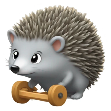 grey hedgehog on Wood wheels for baby sticker
