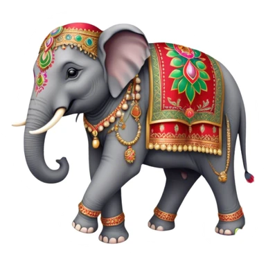Decorated Indian elephant – Cinematic Realistic Decorated Indian Elephant, depicted as a majestic elephant adorned with vibrant, ornate ceremonial decorations and rich, colorful fabrics, set against a festive Indian backdrop with warm golden lighting that highlights its cultural significance. sticker