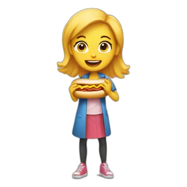 girl eating hotdog sticker