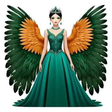 ave Cabeza y espalda: tonos verdes y azulados brillantes.

Pecho: anaranjado intenso que contrasta con el resto del cuerpo.

Alas: mezcla de verdes y negros.

Cola: larga y elegante, con dos plumas centrales que terminan en forma de “raqueta”. sticker