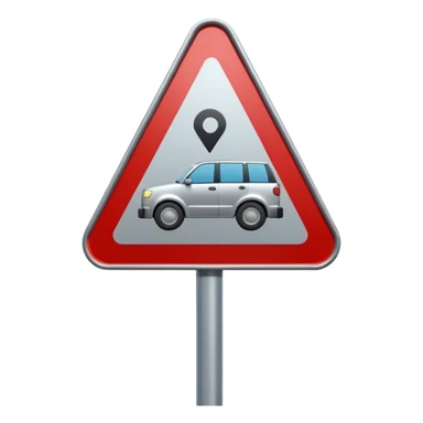 A 3D cartoon street sign showing a towing symbol, on a metal pole, clean background, Memoji-style rendering. sticker