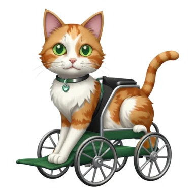 cat in a wheelchair designed for cats to walk sticker