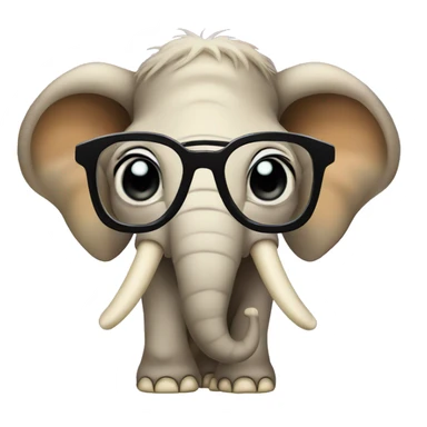 baby mammoth in star shape glasses sticker