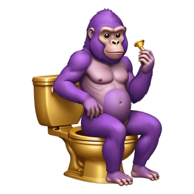 purple gorilla on a golden toilet sticker