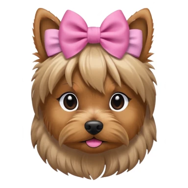 a Yorkshire Terrier face with a ponytail on head tied with a bow. sticker