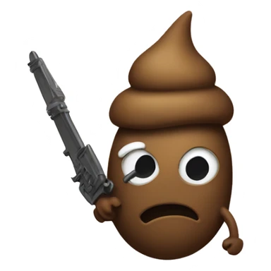 classic poop emoji holding a weapon sticker