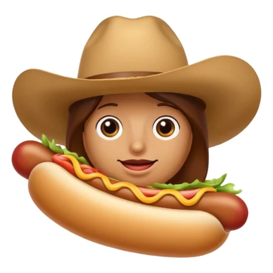 A hotdog wearing a cowboy hat sticker