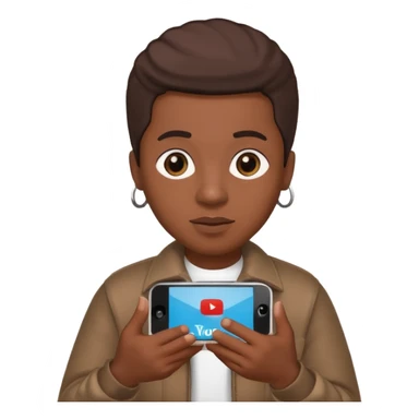 African American hand holding iPhone on YouTube app showing rap video with 100,000 views sticker