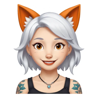 FoxGirl white hair with tattoos Fox ears sticker