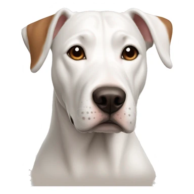 a beautiful white dog with brown eyebrows of the Amstaff breed with uncapped ears sticker